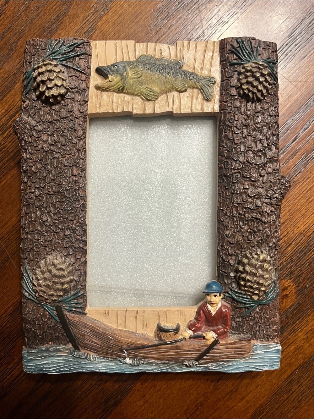 Rustic Lipco Fishing Cabin Lodge Outdoor Fisherman 3D Frame for 2" x 3" Photo